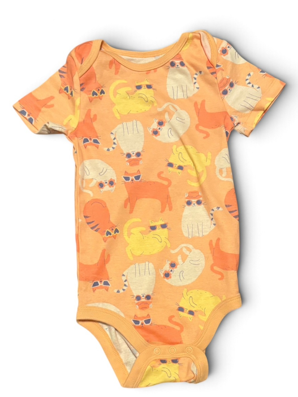 Joe Fresh Orange Cat Print Baby One-Piece